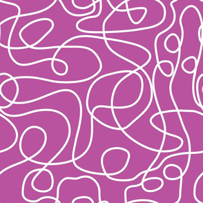 Doodle Line Art | White Lines on Magenta Background