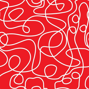 Doodle Line Art | White Lines on Red Background