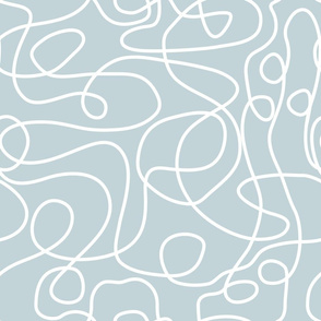  Doodle Line Art | White Lines on Silvery Blue Background