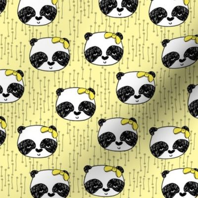 Panda with Bow - Lemon Yellow (Small Version) by Andrea lauren