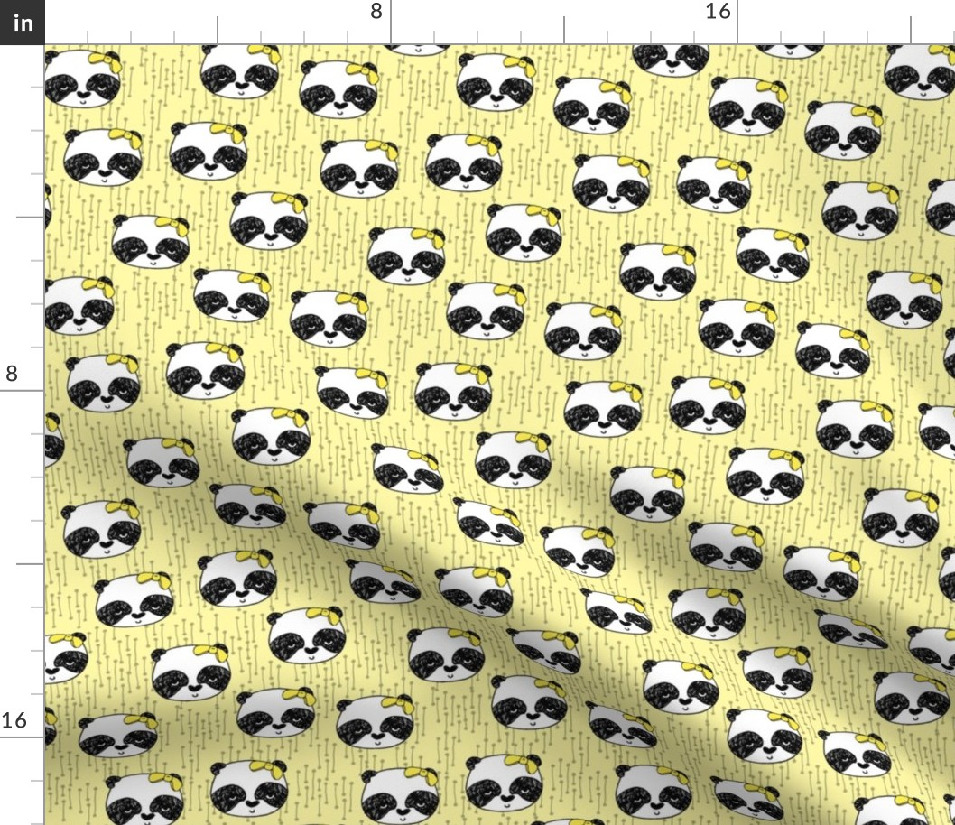 Panda with Bow - Lemon Yellow (Small Version) by Andrea lauren