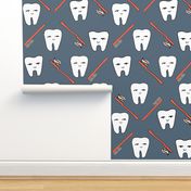 Happy Teeth - Payne's Gray and Red by Andrea Lauren