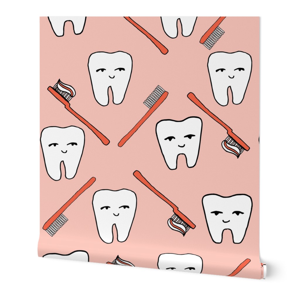 Happy Teeth - Pale Pink and Coral by Andrea Lauren