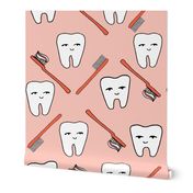 Happy Teeth - Pale Pink and Coral by Andrea Lauren