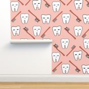 Happy Teeth - Pale Pink and Coral by Andrea Lauren