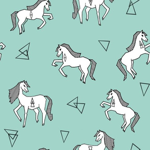 horses // geometric horse horses mint kids girls baby