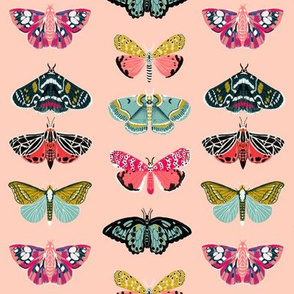 Spoonflower Fabric - Colourful Insects Parade Vintage Butterflies Butterfly  Retro Children Printed on Satin Fabric by the Yard - Sewing Lining Apparel