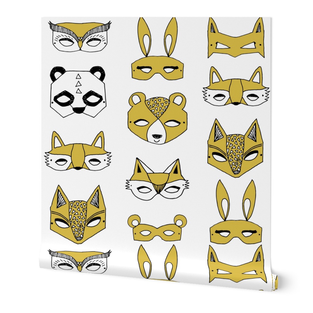 Animal Masks - Mustard by Andrea Lauren