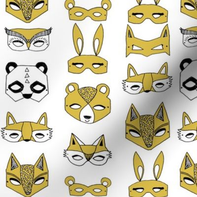 Animal Masks - Mustard by Andrea Lauren