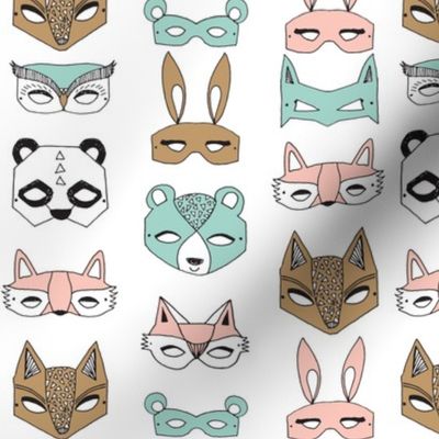 Animal Masks - Pale Turquoise, Pale Pink, Pastels by Andrea Lauren