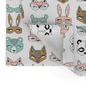 Animal Masks - Pale Turquoise, Pale Pink, Pastels by Andrea Lauren