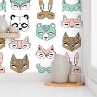 Animal Masks - Pale Turquoise, Pale Pink, Pastels by Andrea Lauren