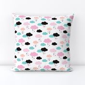 Colorful scandinavian style modern clouds and hearts for girls