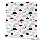 Colorful scandinavian style modern clouds and hearts for girls