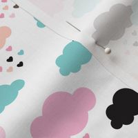 Colorful scandinavian style modern clouds and hearts for girls