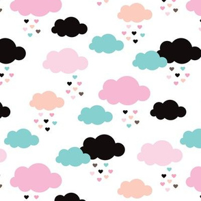 Colorful scandinavian style modern clouds and hearts for girls