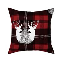 Buffalo Plaid Red Deer Pillow