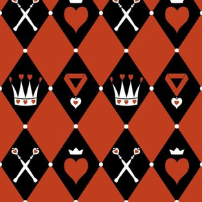 Queen of Hearts Motifs Red Black