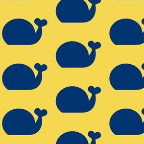 Whale - Navy Blue and Sunny Yellow