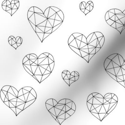 Geometric hearts white