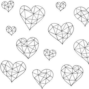 Geometric hearts white