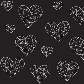 Geometric hearts black