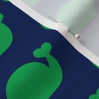 Whale - Green and Navy Blue