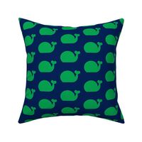 Whale - Green and Navy Blue