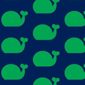 Whale - Green and Navy Blue