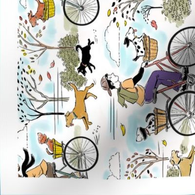 Bicycle Dogs Tea Towel