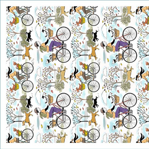 Bicycle Dogs Tea Towel