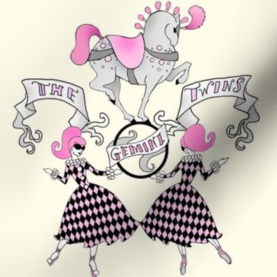 Gemini Twins retro circus zodiac