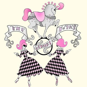 Gemini Twins retro circus zodiac