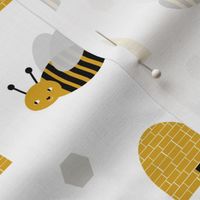 bumble bees and bee hives - cute golden hexagons bumble bee design