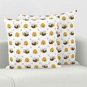 bumble bees and bee hives - cute golden hexagons bumble bee design