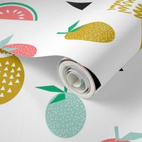 tropical summer fruits pineapple watermelon citrus tri scandi minimal kids design