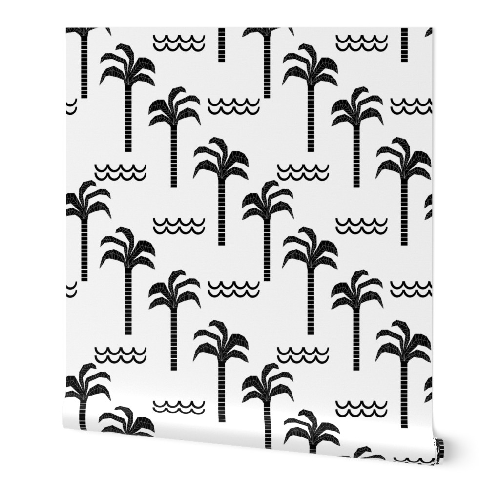 palm trees black and white minimal summer scandi kids hipster leggings design