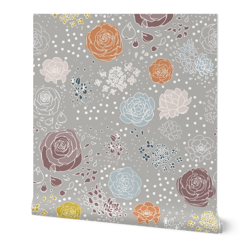 Muted Retro Flower Polka