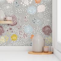 Muted Retro Flower Polka