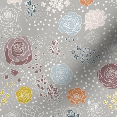 Muted Retro Flower Polka