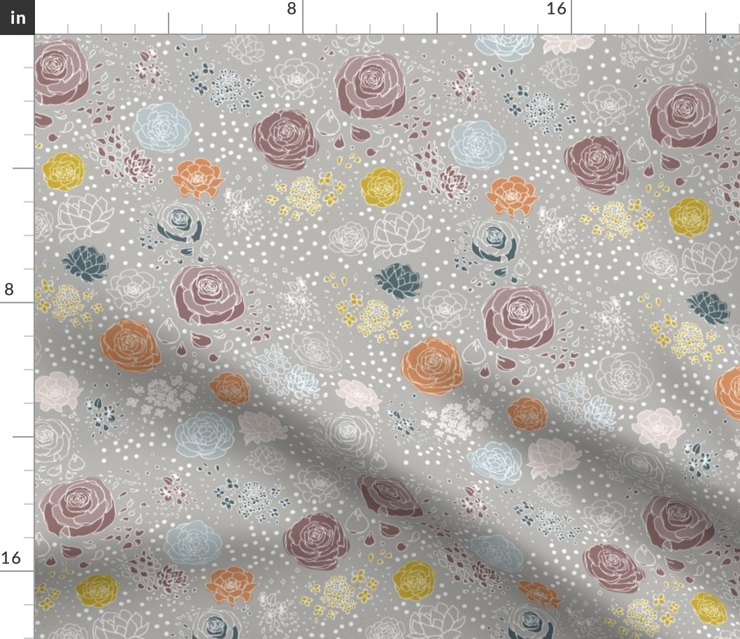 Muted Retro Flower Polka