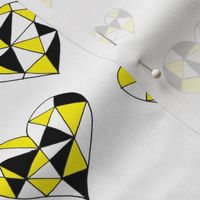 Geometric hearts yellow sparkles