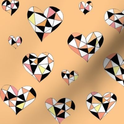 Geometric hearts peach hues