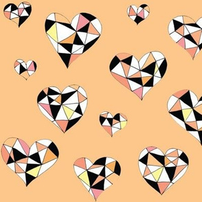 Geometric hearts peach hues