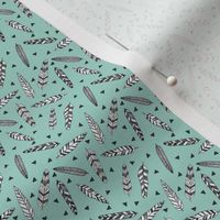 Inky Feathers fabric // - Pale Turquoise (Teeny Tiny) by Andrea Lauren