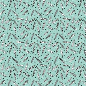 Inky Feathers fabric // - Pale Turquoise (Teeny Tiny) by Andrea Lauren