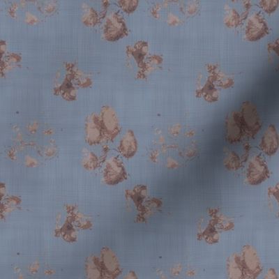 Muddy paw prints on linen - blue