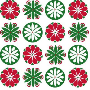 Winter Flowers in Red and Green
