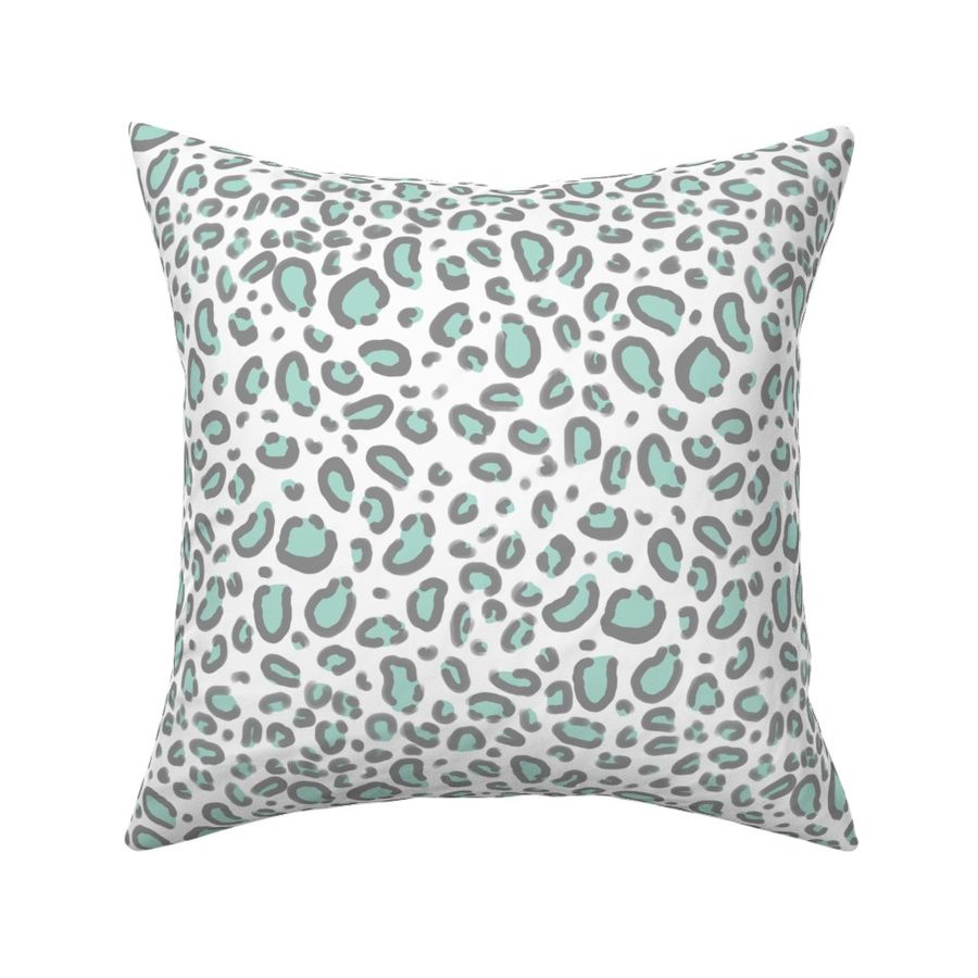 leopard print - mint with grey pastel luxe design