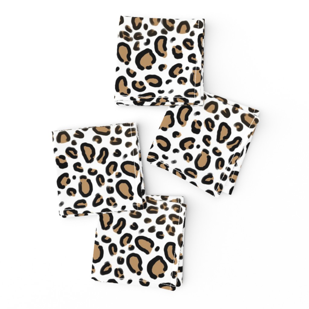 leopard - animal print with white background natural tan cheetah spots